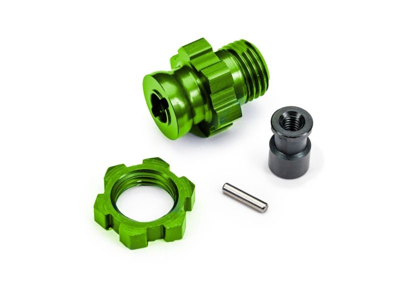 61fdb73dcd9376567b9f30e004fb94a4 Butuc și piuliță roată cu caneluri din aluminiu verde de 17 mm - imagine 1